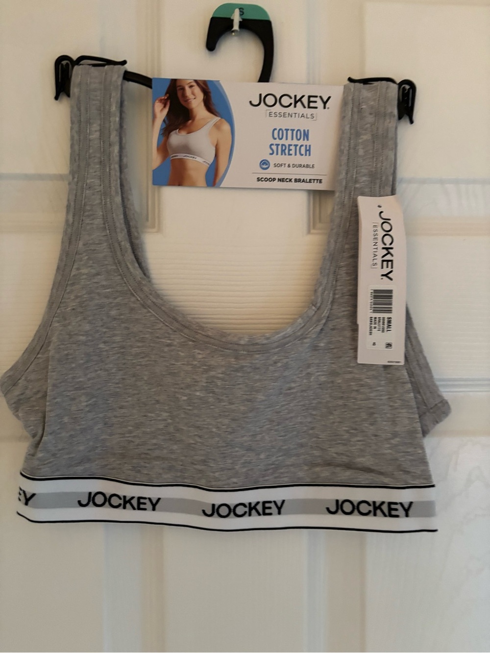 Jockey Gray Cotton Blend Stretch Bralette, Small